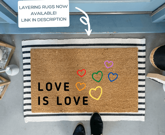 Love is Love Pride Hearts Doormat