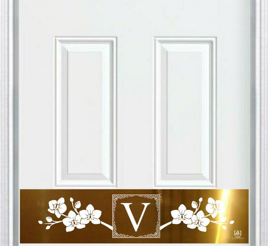 Magnolia Monogram Engraved Door Kick Plate — Floral Personalized Door Protection