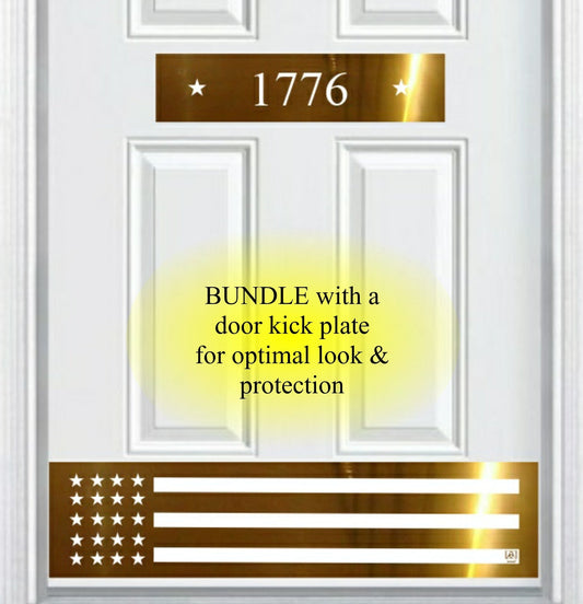 Patriot Star Engraved Address Door Accent Plate - Custom American Home Number Sign - Anodized Aluminum