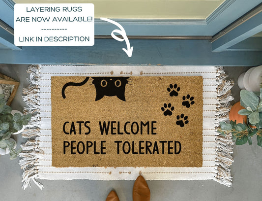 Cats Welcome People Tolerated Funny Doormat