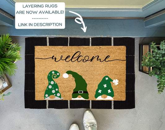St. Patrick's Day Gnomes Door Mat