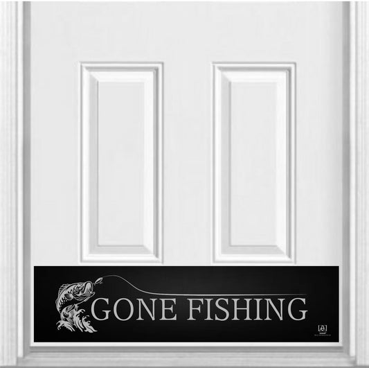Gone Fishing Engraved Door Kick Plate - Lakeside & Cabin Entrance Protection