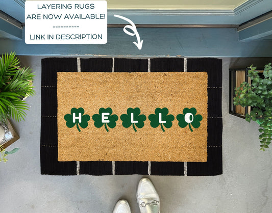 Shamrocks Hello Outdoor Door Mat