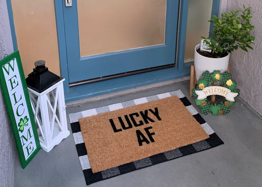 LUCKY AF Funny St. Patrick's Doormat