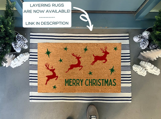 Flying Reindeer Christmas Coir Doormat
