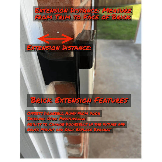 Narrow Full Offset Brick Extension |Ring Doorbell 4 Removable Battery | Storm Door Extender