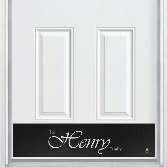 Script Last Name Monogram Engraved Door Kick Plate — Custom Elegant Door Accent