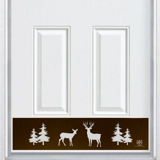 Doe & Stag Engraved Door Kick Plate - Rustic Wildlife Entrance Protection
