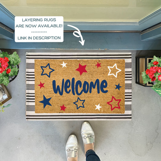 Welcome Summer Doormat with Stars