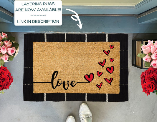 Love Hearts Outdoor Valentine's Door Mat
