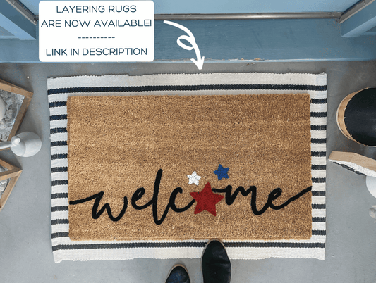 4th of July Doormat, Welcome with Stars