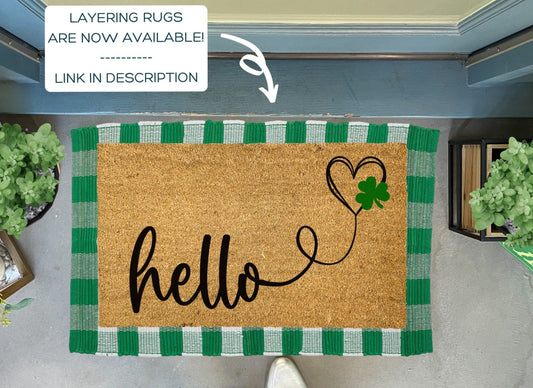 Hello Shamrock Doormat, Outdoor