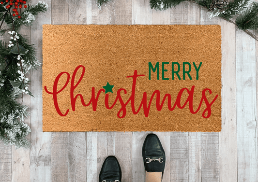 Merry Christmas Coir Doormat, Outdoor
