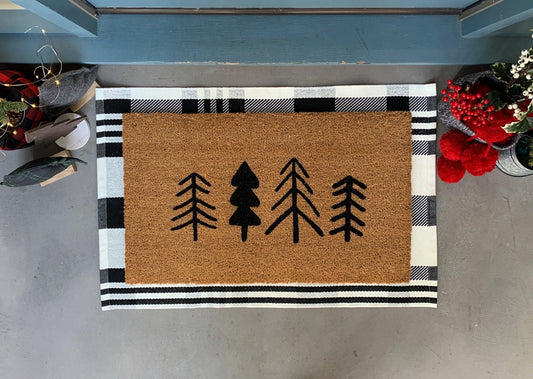 Modern Trees Rustic Winter Doormat