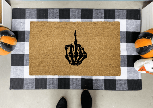 Skeleton Middle Finger Doormat for Halloween