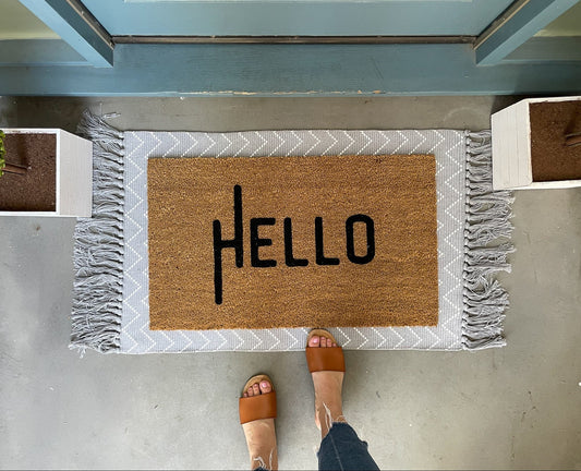 Grey and White Geometric Accent Rug