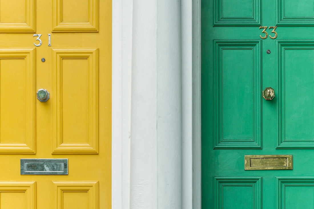 green door beside yellow door