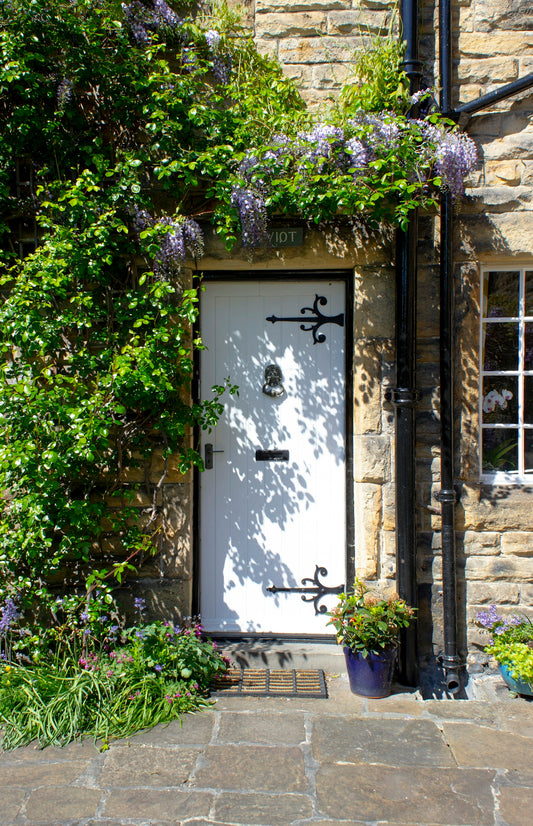 white and black wooden door