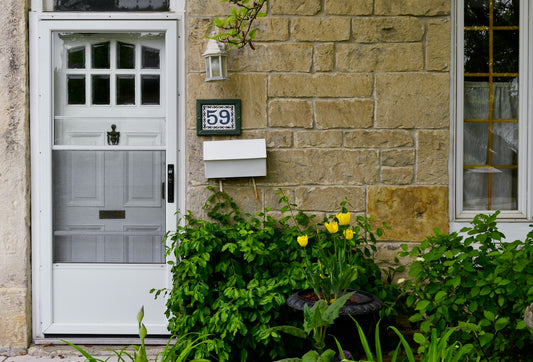 a white door with a number 35 on it