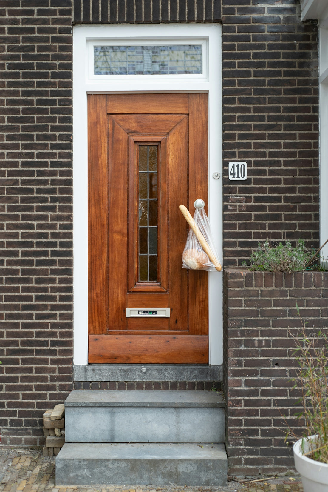 a door with a bag from it