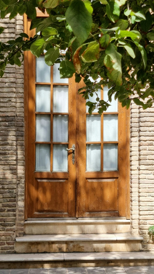 A couple of doors sitting next to each other