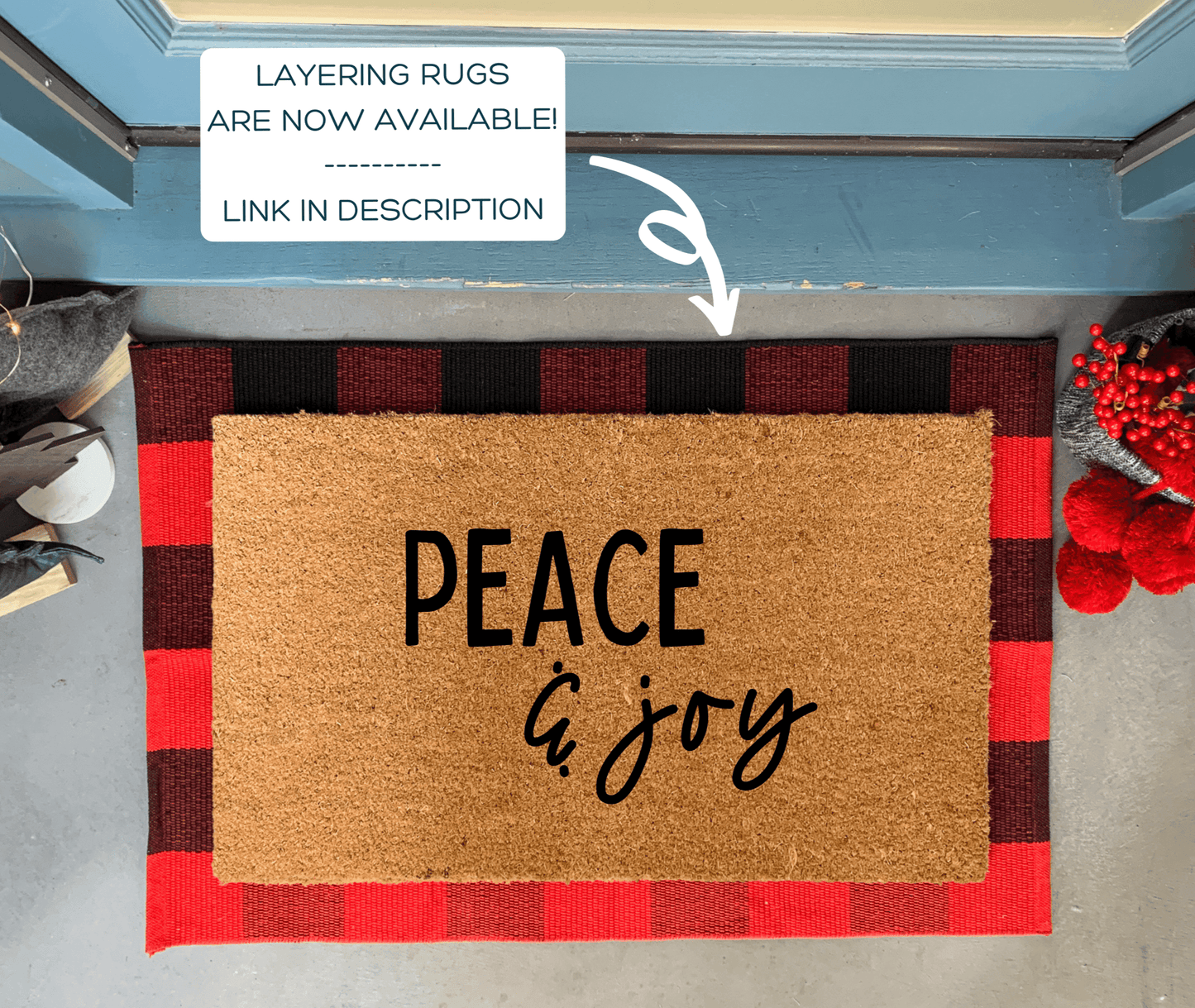 Peace and Joy Winter Doormat