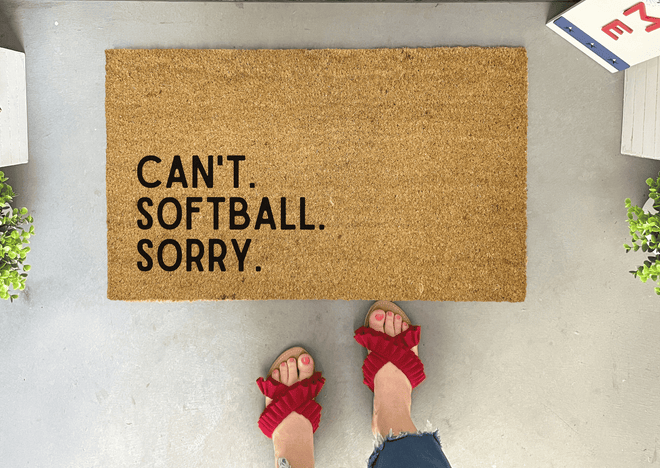 Funny Softball Doormat