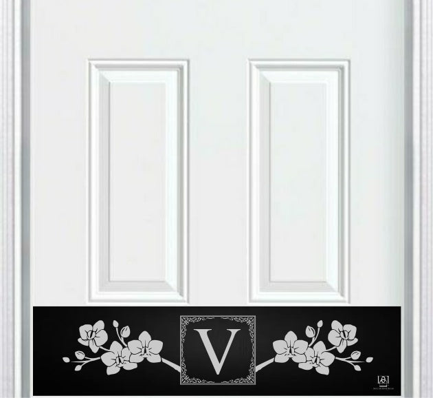 Magnolia Monogram Engraved Door Kick Plate — Floral Personalized Door Protection