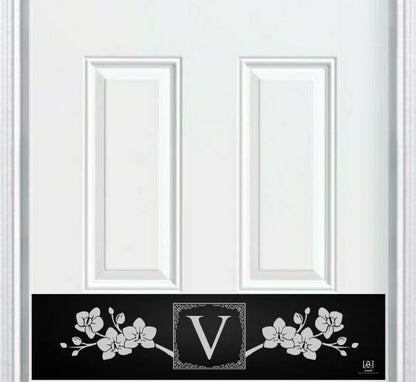 Magnolia Monogram Engraved Door Kick Plate — Floral Personalized Door Protection