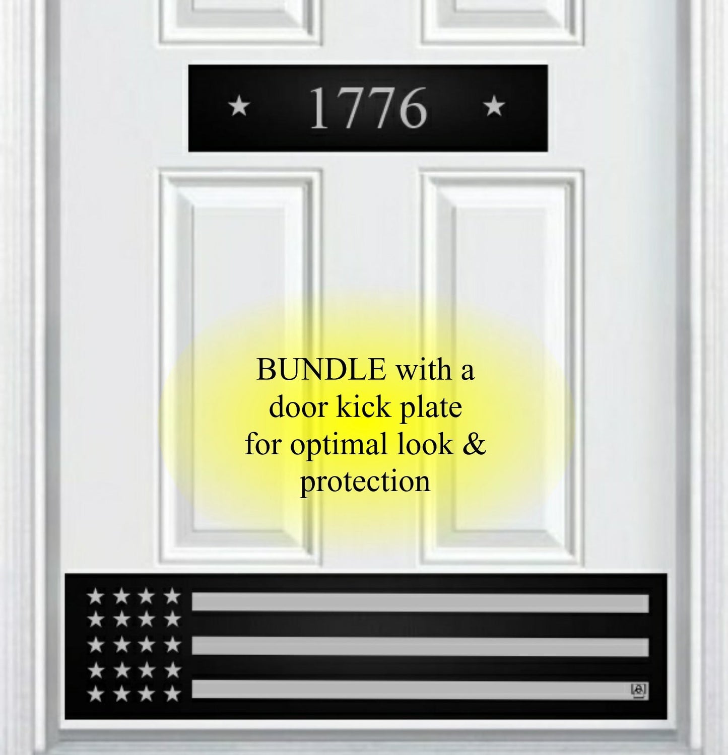 Patriot Star Engraved Address Door Accent Plate - Custom American Home Number Sign - Anodized Aluminum