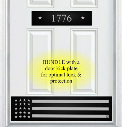 Patriot Star Engraved Address Door Accent Plate - Custom American Home Number Sign - Anodized Aluminum