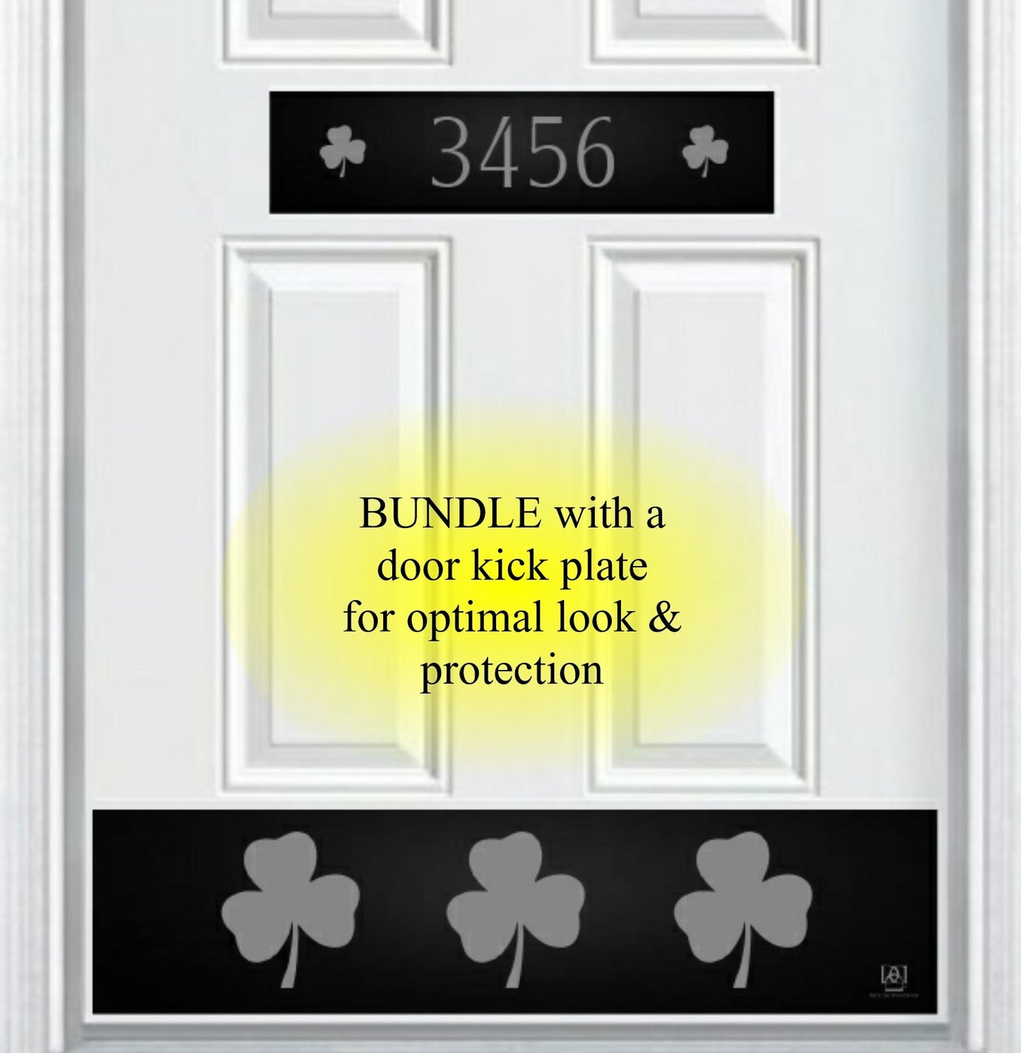 Shamrock Engraved Address Door Accent Plate - Custom Irish Home Number Sign - Anodized Aluminum