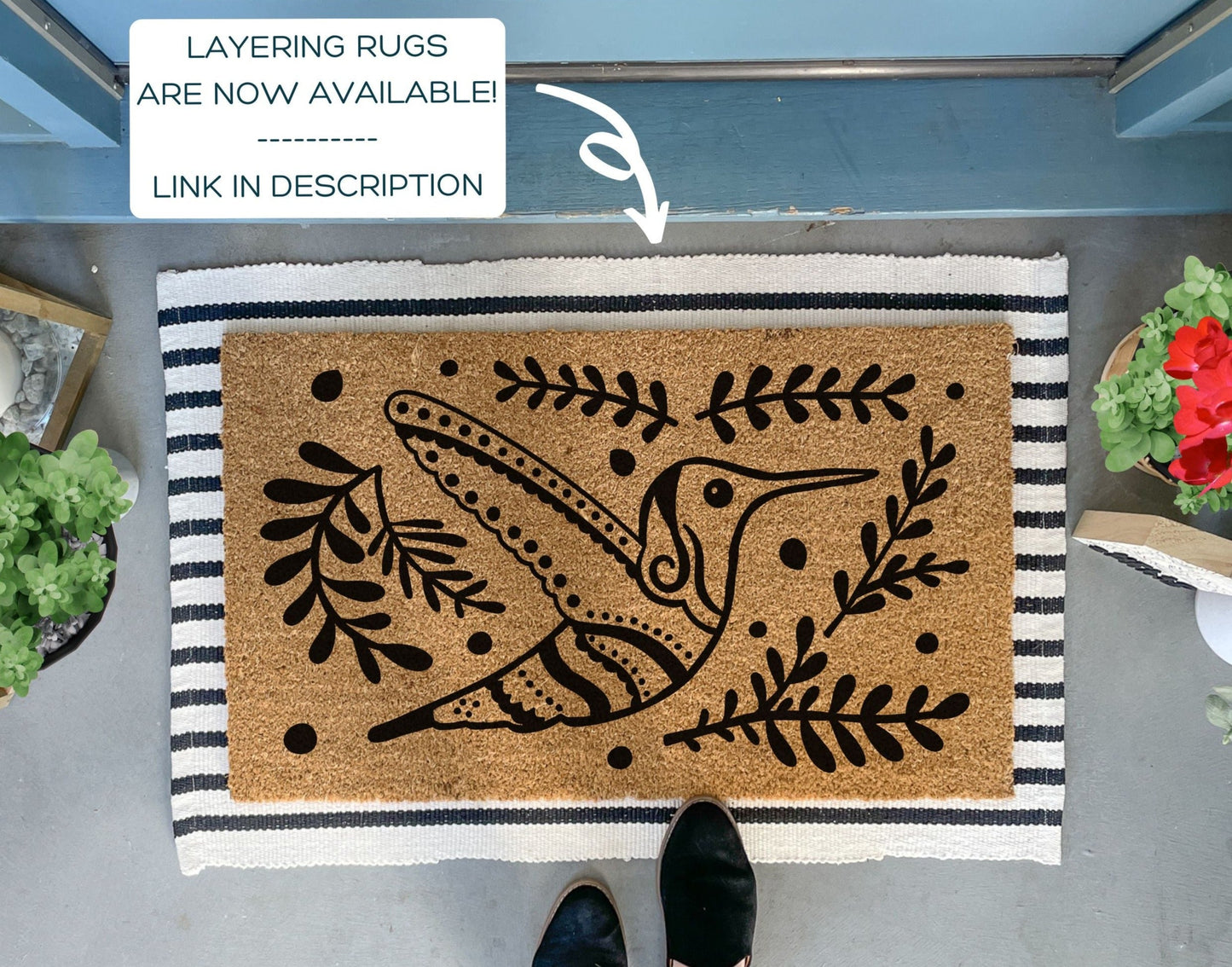 Boho Hummingbird Outdoor Doormat