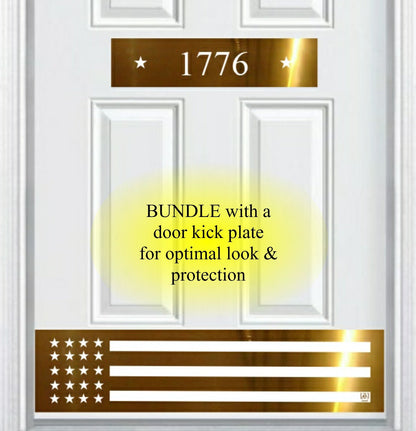 Patriot Star Engraved Address Door Accent Plate - Custom American Home Number Sign - Anodized Aluminum