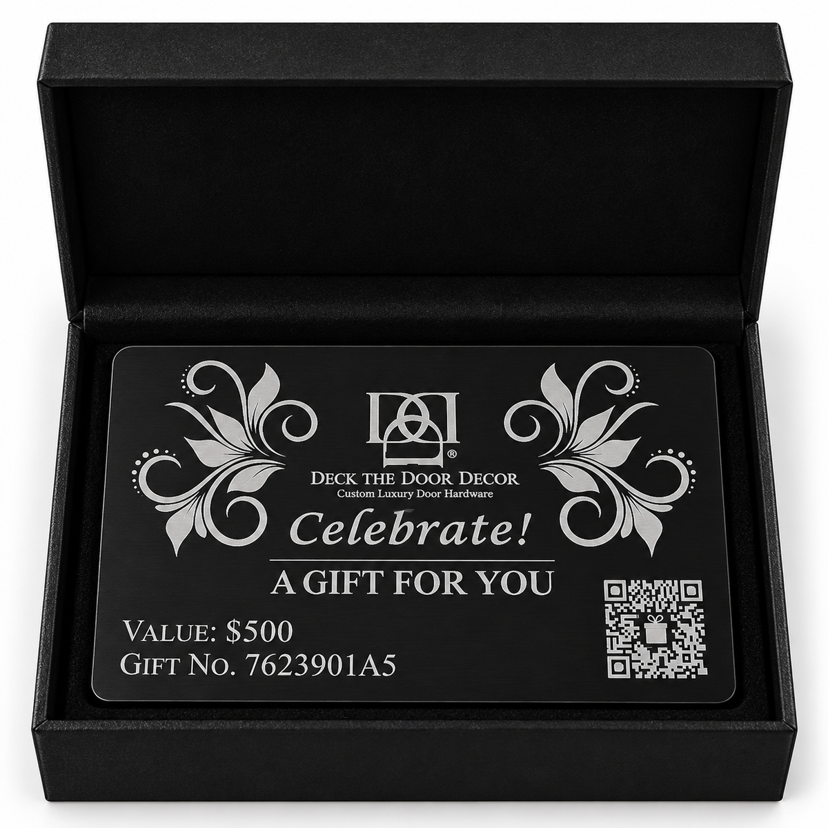 Luxury Engraved Gift Plaque – Anodized Aluminum, Multiple Designs & Values