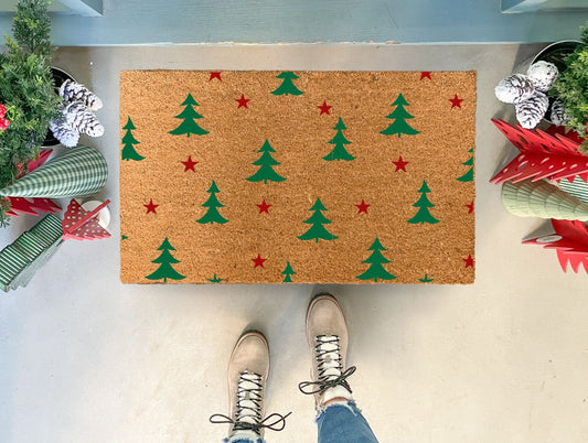 Christmas Trees Pattern Coir Doormat