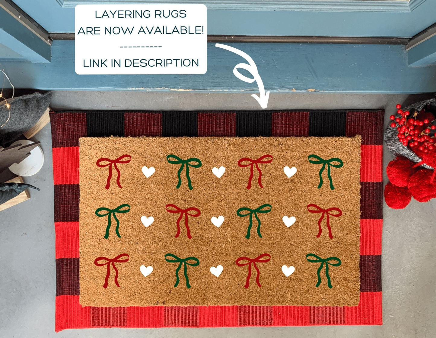 Christmas Ribbon Pattern Doormat