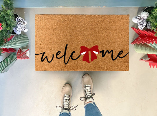 Holiday Bow Doormat