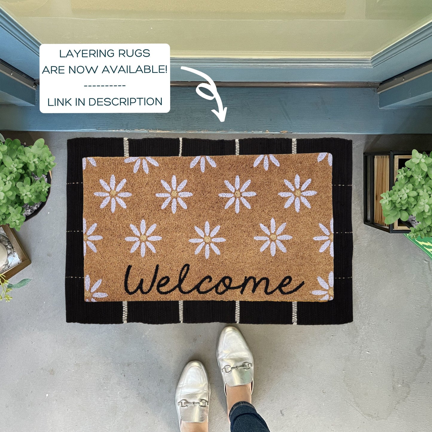 Daisies Pattern Doormat, 18x30 inches