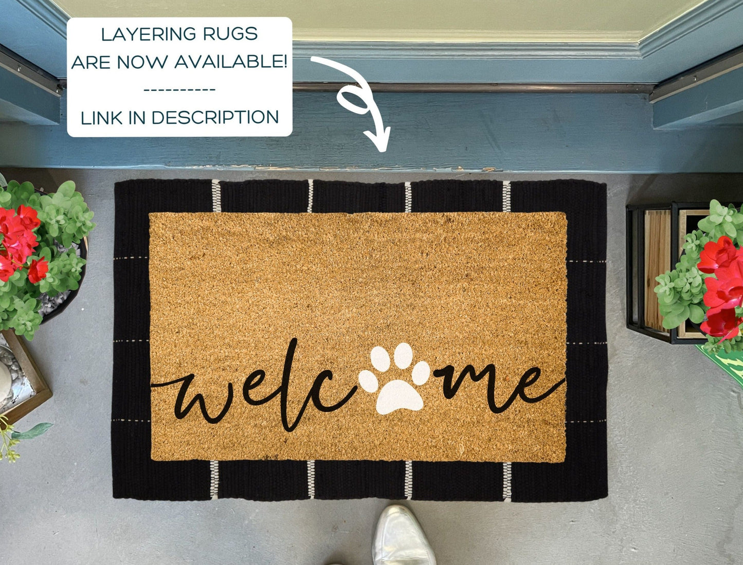 Welcome Doormat with Paw Print