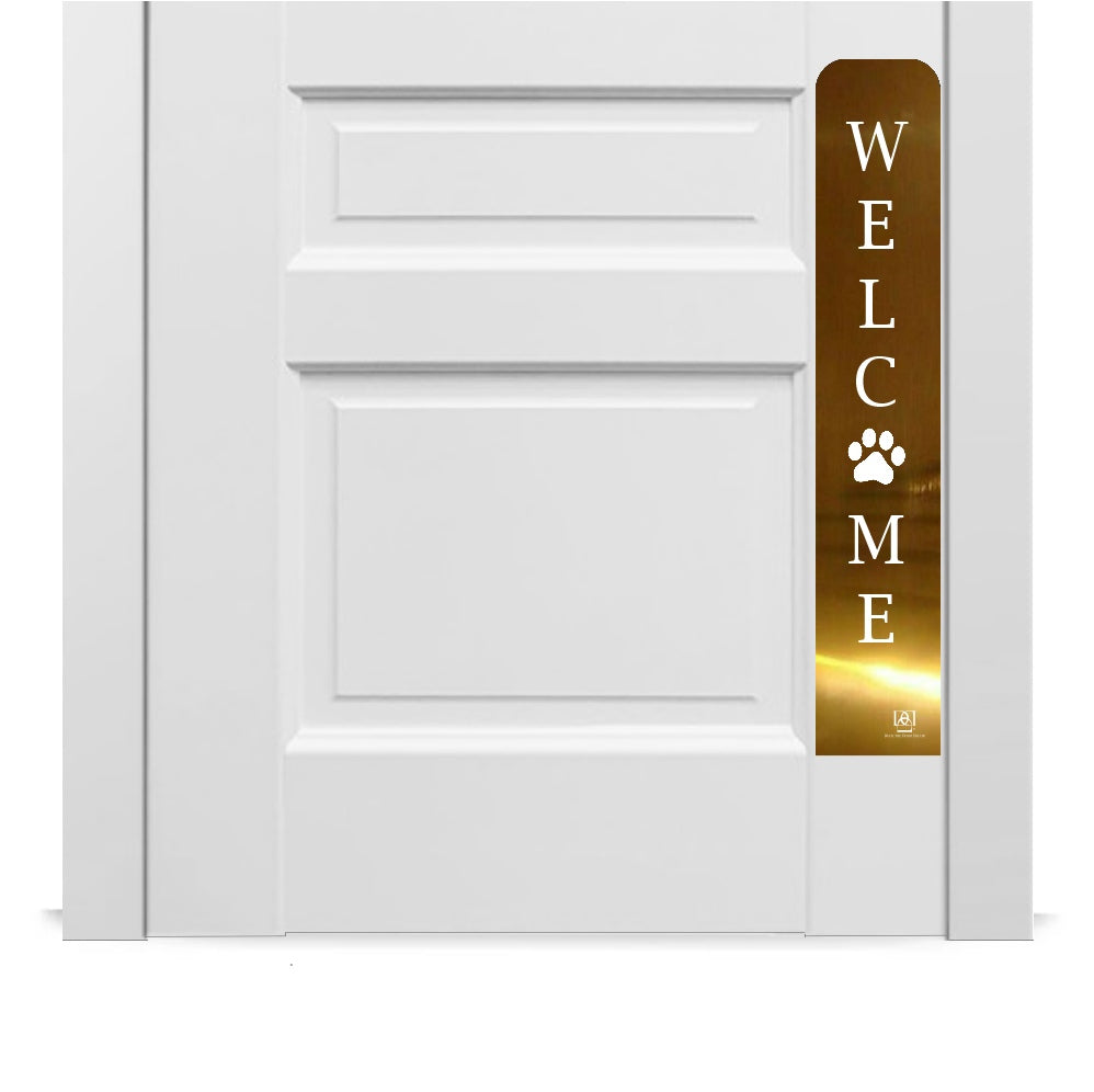 Welcome Paw Engraved Dog Scratch Protection Plate – Premium Door Guard