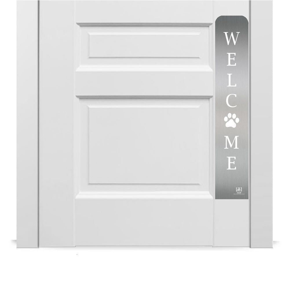 Welcome Paw Engraved Dog Scratch Protection Plate – Premium Door Guard