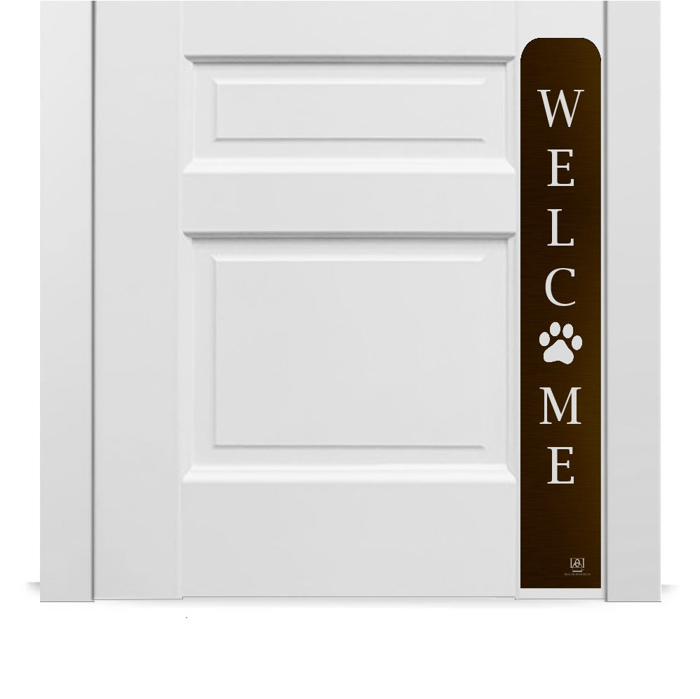 Welcome Paw Engraved Dog Scratch Protection Plate – Premium Door Guard