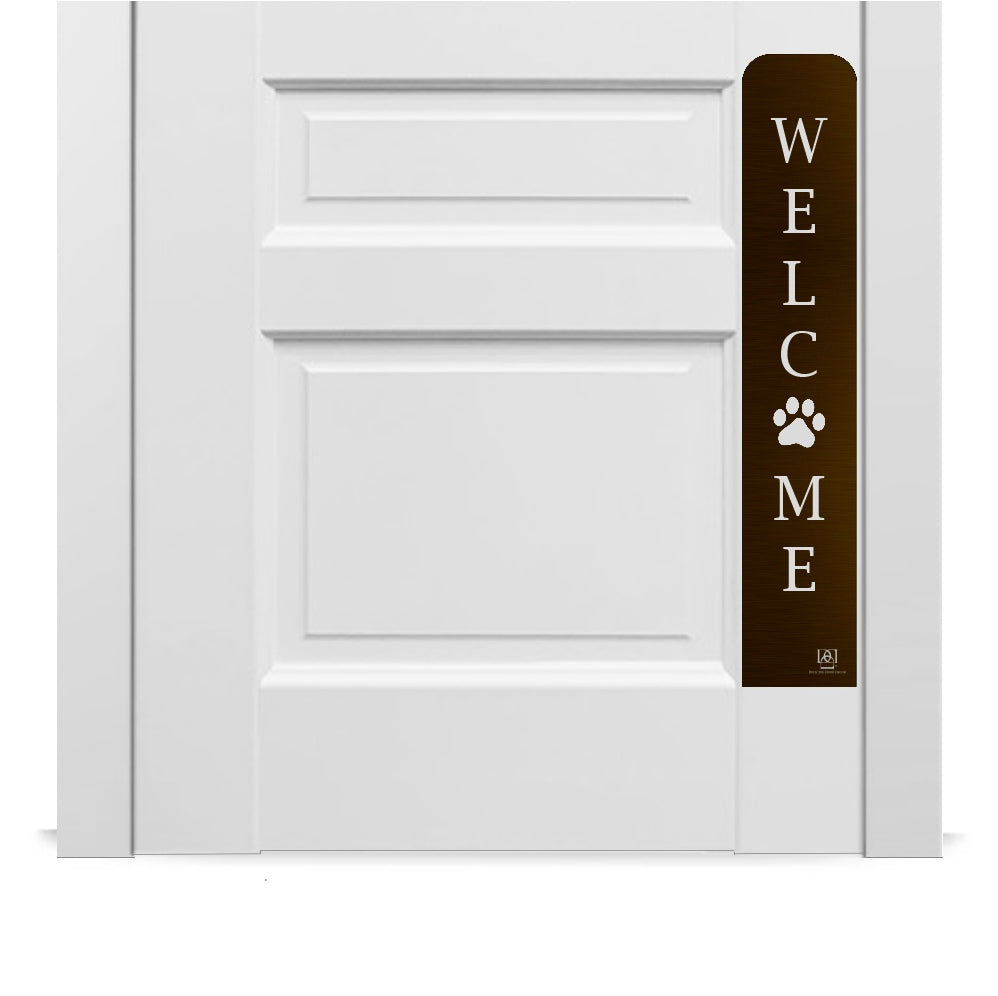 Welcome Paw Engraved Dog Scratch Protection Plate – Premium Door Guard