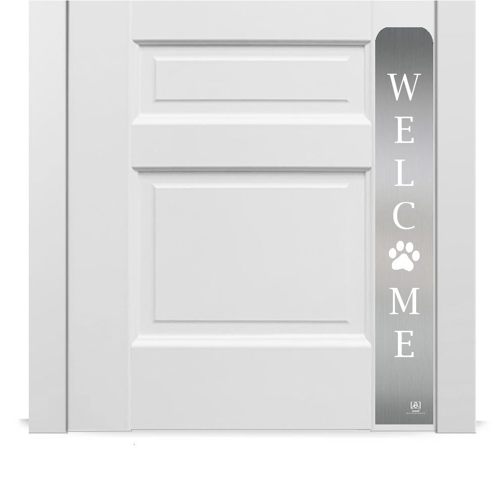 Welcome Paw Engraved Dog Scratch Protection Plate – Premium Door Guard