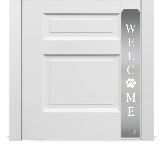 Welcome Paw Engraved Dog Scratch Protection Plate – Premium Door Guard