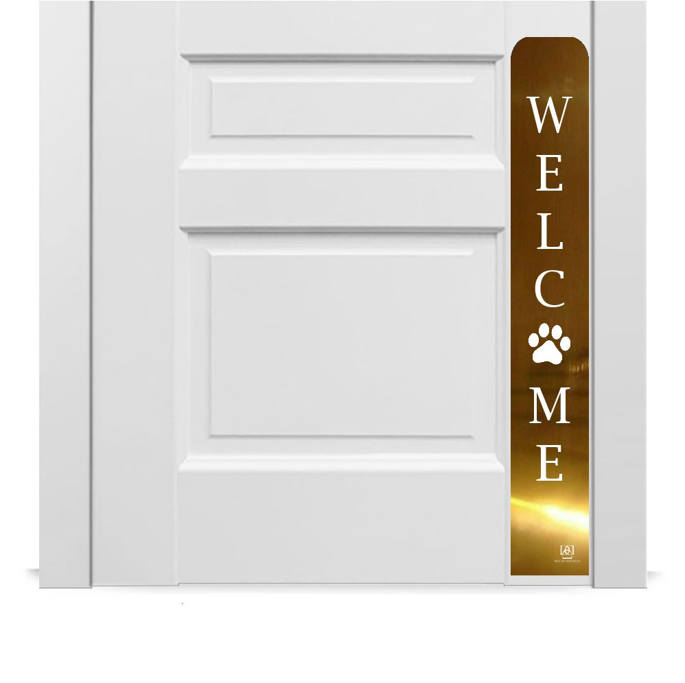 Welcome Paw Engraved Dog Scratch Protection Plate – Premium Door Guard