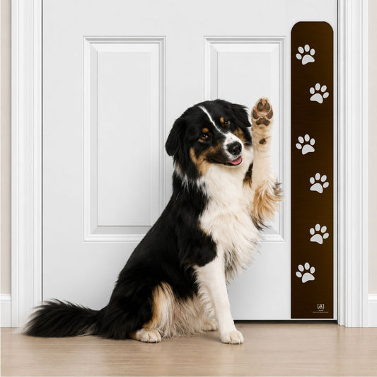 Paw Print Engraved Dog Scratch Protection Plate – Premium Door Guard