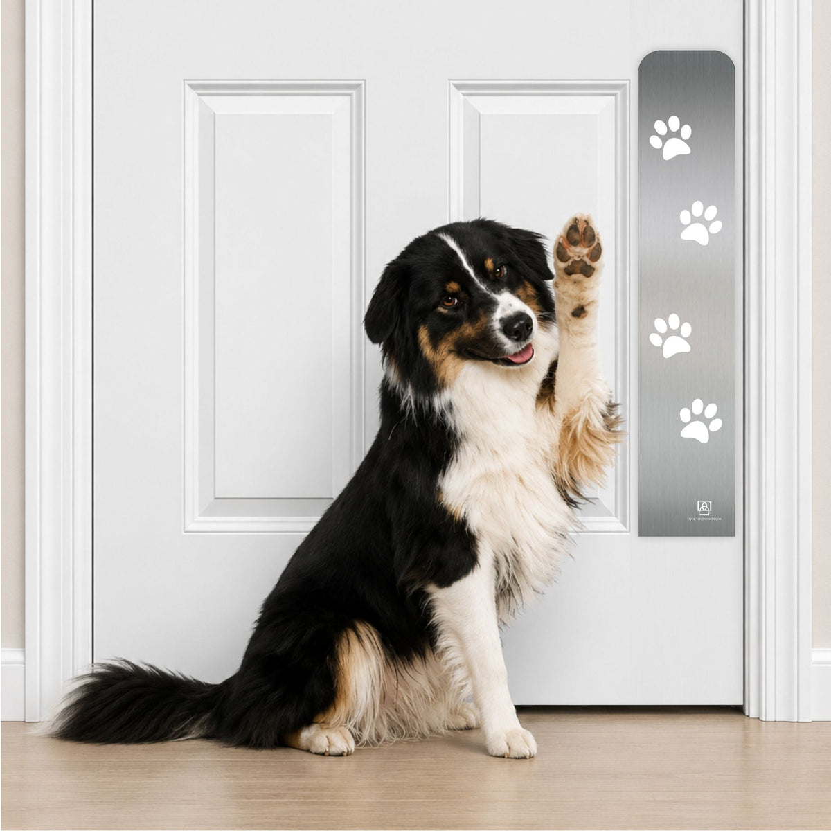 Paw Print Engraved Dog Scratch Protection Plate – Premium Door Guard