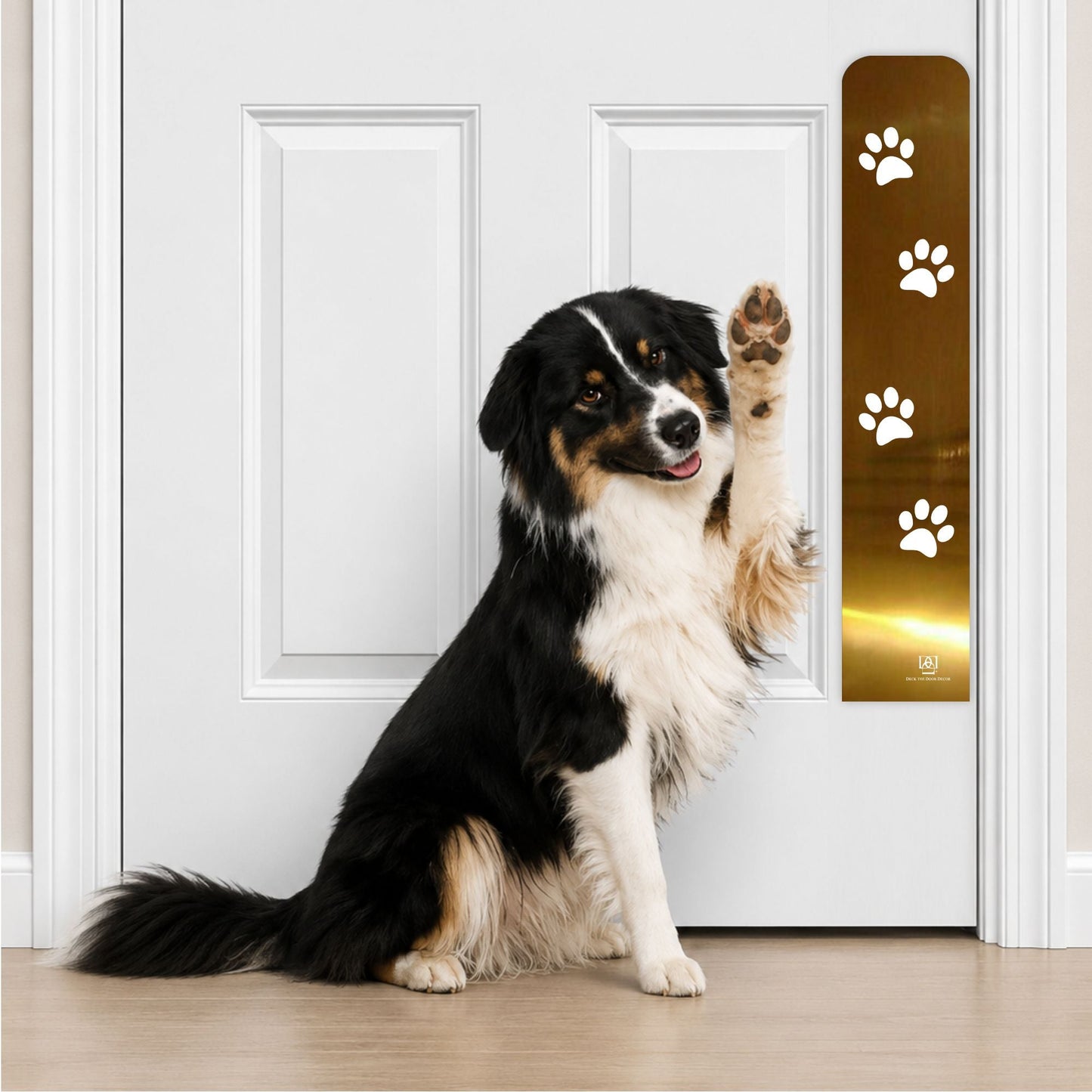 Paw Print Engraved Dog Scratch Protection Plate – Premium Door Guard